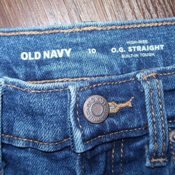 Girls Old Navy High Rise O.G. Straight Distressed Cropped Jeans Adjustable sz 10 - Picture 5 of 5